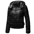 Fashion casual black long down jacket hoodie coat for women